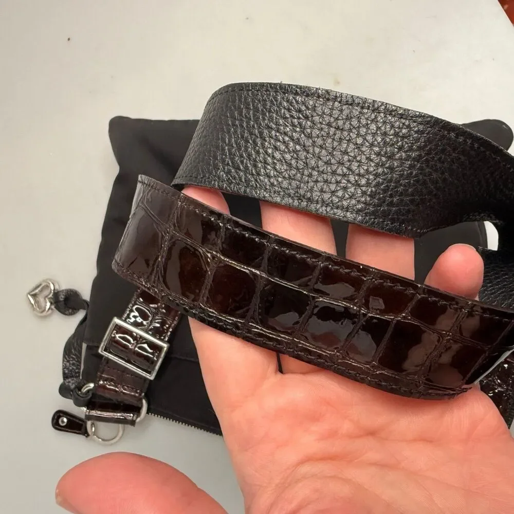Brighton Brown Leather Alligator Embossed Crossbody Handbag E345145 Vintage